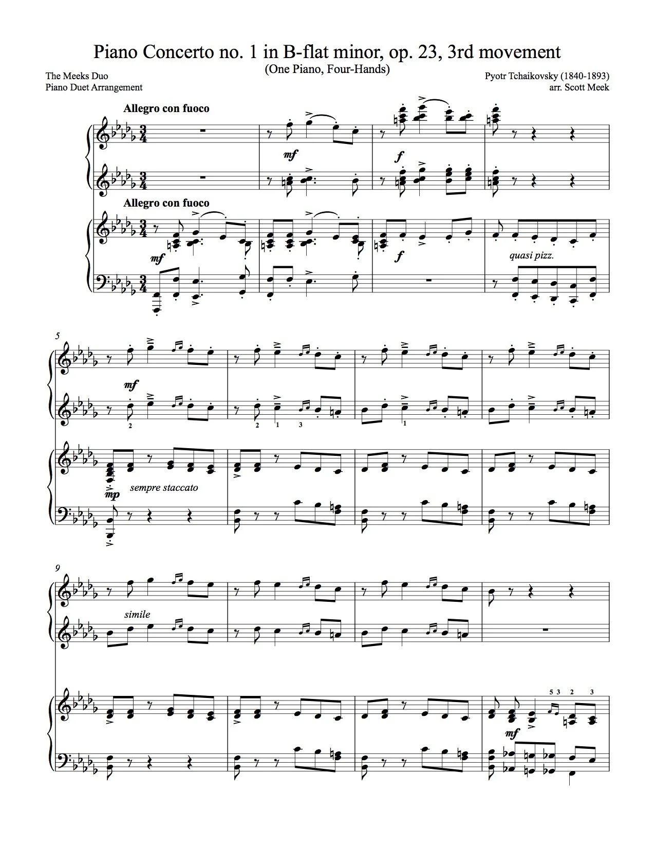 Tchaikovsky - Piano Concerto no 1, 3rd movement — The Meeks Duo